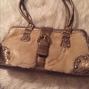 Faux Fur Kathy Ireland Purse Bag Satchel QVC